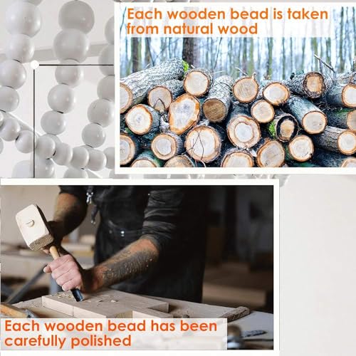 Lustre rustique suspendu en bois de 40 cm pour salon et chambre bohème