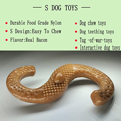 2 Pack Dog Chew Toys for Aggressive Chewers Large Breed, Bacon/Beef Flavor,Indestructible Dog Bones Chew Toys,Teething for Large/Medium/Small Puppies ,Interactive Tug-of-war Toy with Durable Nylon 2 Pack Dog Chew Toys for Aggressive Chewers Large Breed, Bacon/Beef Flavor,Indestructible Dog Bones Chew Toys,Teething for Large/Medium/Small Puppies ,Interactive Tug-of-war Toy with Durable Nylon