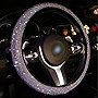 Bling Steering Wheel Cover for Women Girls, Crystal Diamond Leather Car SUV Wheel Protector 15 Inch (Multicolor)