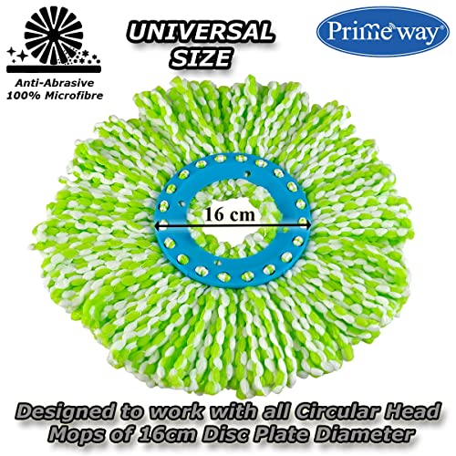 Image of Primeway Polyester Water Absorbent Microfibre Spin Mop Refills | Dense Replacement Mop Heads | Floor Pocha Mop Cloth | XL | 38cm | 130grams | 4 Pcs (Green)