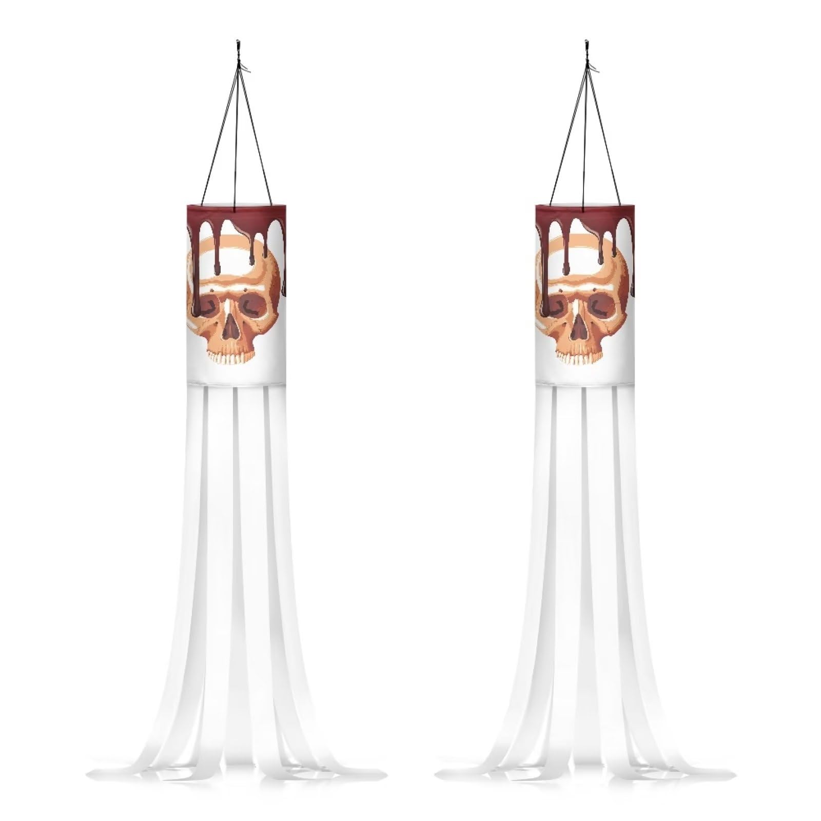 Showudesigns Skull Windsock Spooky Wind Socks Outdoor Hanging Decorations for Patio,Yard,Garden,Tree Windsocks 2 Pack Win Flag White Festival Decor Supplies