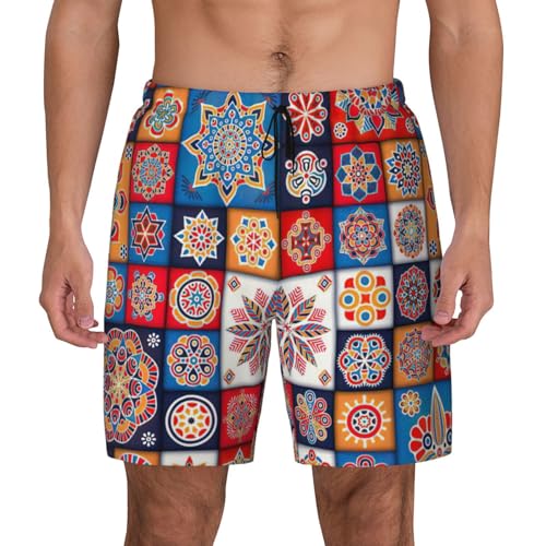 Short de bain double couche imprimé floral rétro homme
