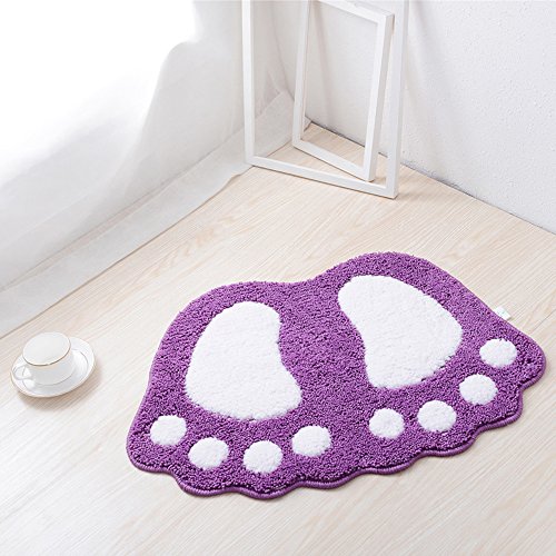 Tapis de bain, tapis de cuisine à séchage rapide pour salle de bains Soft Patterns absorbe l'eau, fond anti-glisse pour la chambre à coucher, cuisine, couloir, entrée, coton, violet, grand (67 * 48CM)