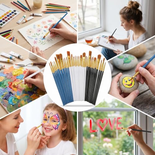 Set de 30 Pinceles para Pintura, Formas Variadas, Pinceles Acrílicos por Mayor miniatura 7