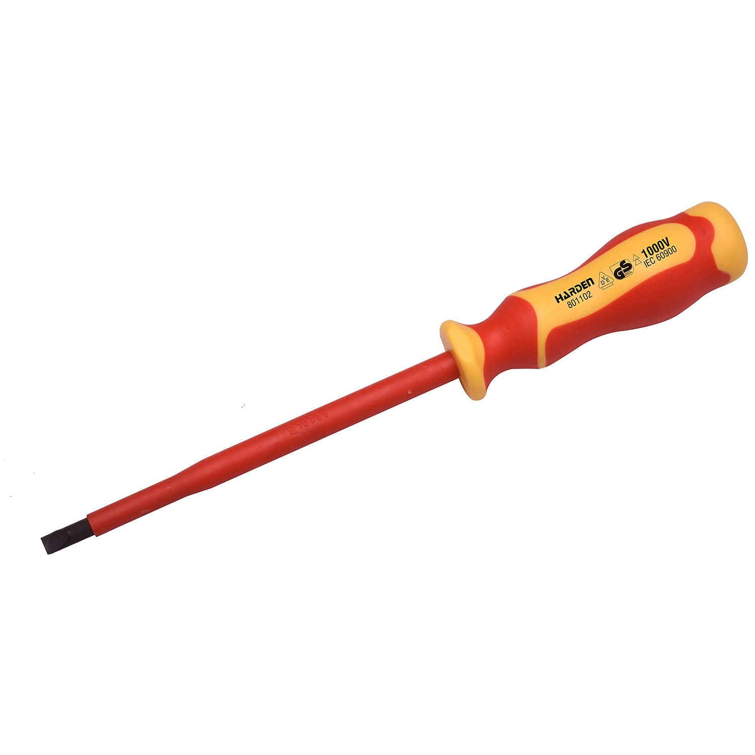HARDEN 801105 Professional Electrician VDE Insulated 1000V Screwdriver, Slotted 5.5mm, 230mm Long