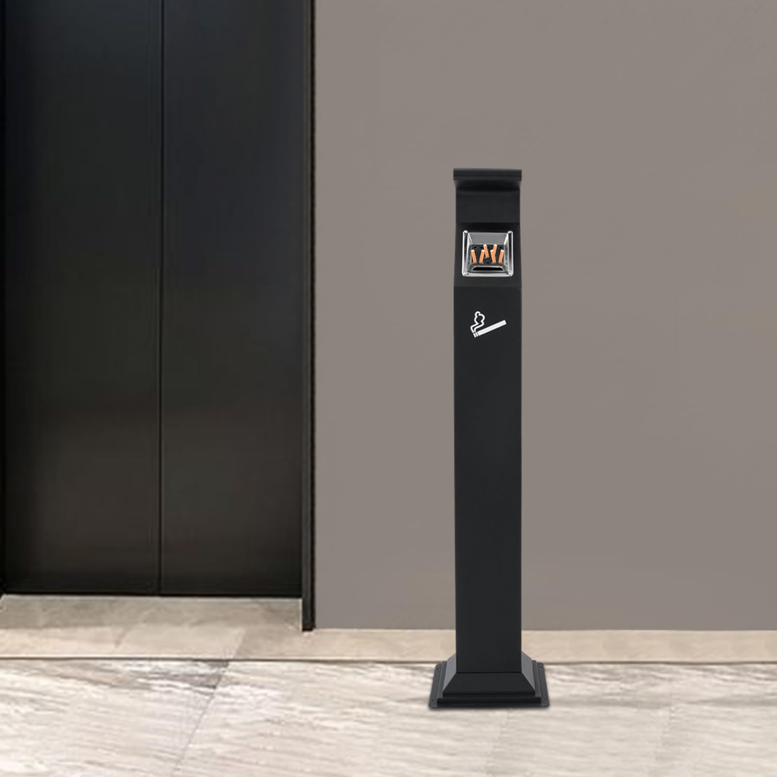 Standing Ashtray Outdoor, Stainless Steel Cigarette Bin, Smoking Cigarette Butt Receptacles, Smokers Outpost for use Outside of Commercial Office,Restaurants, Bars