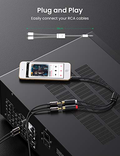 Ugreen 3.5Mm Male To 2 Rca Female Jack Stereo Audio Cable Y Adapter Gold Plated Red And White To Headphone Cord Compatible With Iphone Ipod Ipad Mp3 Tv Dvd Player Dj Controller Mixer Speaker, 0.8 Feet #TOP4