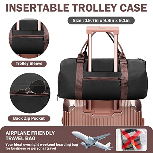 Ranslen Gym Bag For Women And Men Sports,Travel Duffel Bag With Shoes Compartment And Wet Pocket,Sport Gym Tote Bags,Waterproof Lightweight Weekend Overnight Bag Carry On Bag (A-Black) #TOP1