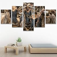 SIGNWIN 5 Panel Canvas Wall Art Animals Expressionism Group Modern Artwork for Home Decorations Ready to Hang - 60
