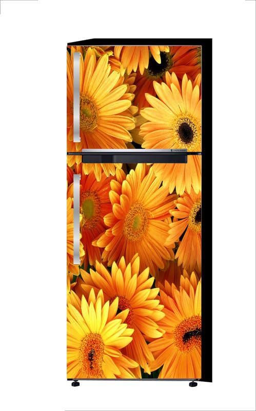 RubyDecor Vinyl Fridge Sticker | Fridge Door Stickers | Double Door Fridge Stickers | Refrigerators Sticker | Fridge Wrap | Fridge Wallpaper Double Door Waterproof 161x52 cm PVC Vinyl Kitchen Decor