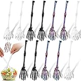 Zhehao 12 Pcs Halloween Skeleton Hand Salad Tong Spoon Halloween Gothic Hand Skull Claw Tong Salad Spoon Tableware for Kitchen Party Food Table Decoration(Multicolor)