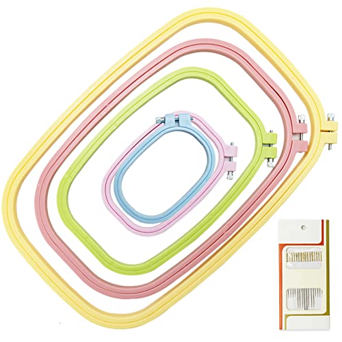 5 Size Colorful Embroidery Hoop Rectangle Square Embroidery Frame Cross Stitch Hoop Sewing Tool for Art Craft Handy Sewing (Multicolor),LAMXD Embroidery Hoop