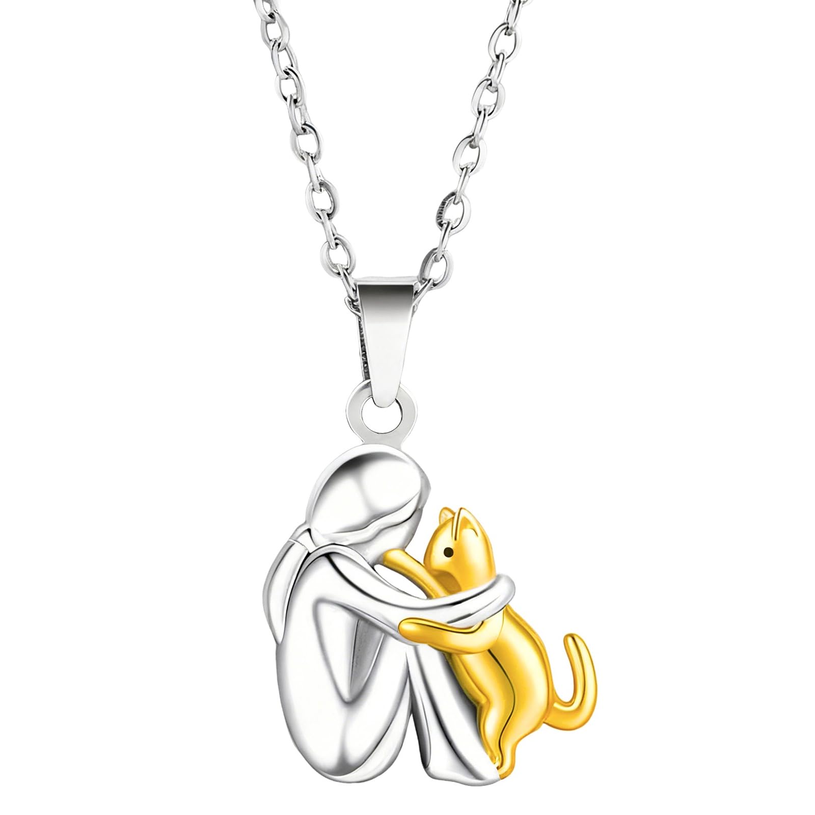 Collar de plata con colgante de animal para niña y perro/gato, cadena de plata dorada, sencilla, personalizada y de moda, regalo para mujeres, mujeres y niñas
