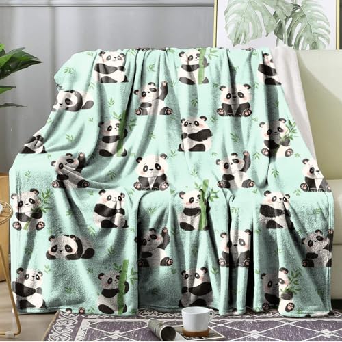 Ultra Soft Fleece Blanket- Lightweight & Warm Throw Blanket for Couch Cozy Plush Sherpa Blanket for Adults Kids Durable & Easy Care (Panda 50x60 in)