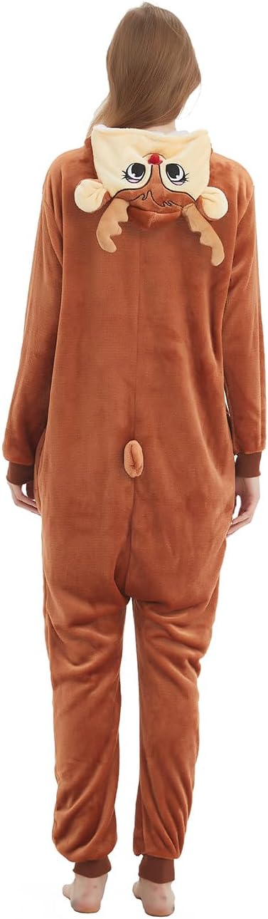 ABENCA Deer Onesie Reindeer Pajamas for Women Adult Cartoon One Piece Animal Halloween Christmas Cosplay Costume - Image 6