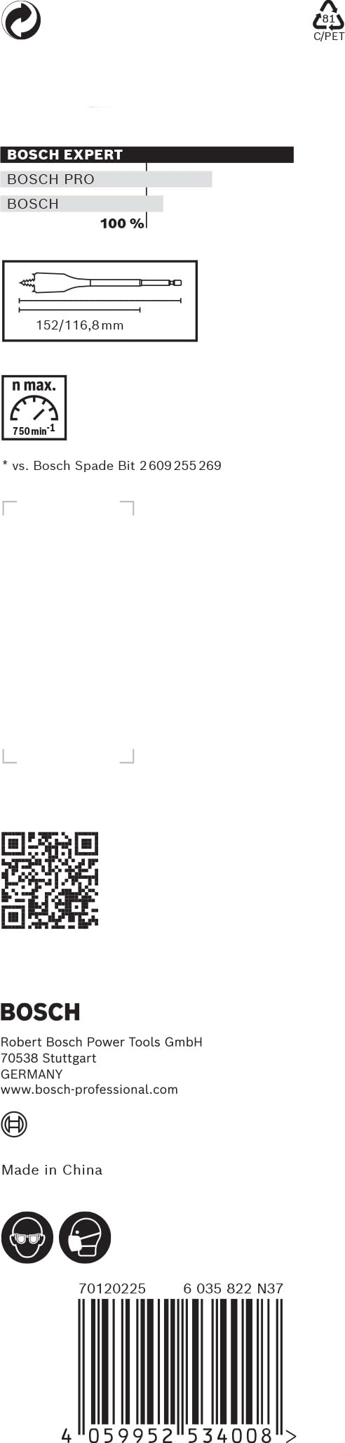 Bosch 1x EXPERT Self Cut Speed Spade Drill Bit (for Softwood, Particleboard, Ø 32.00 mm, Professional Accessory Rotary Drill/Drivers)