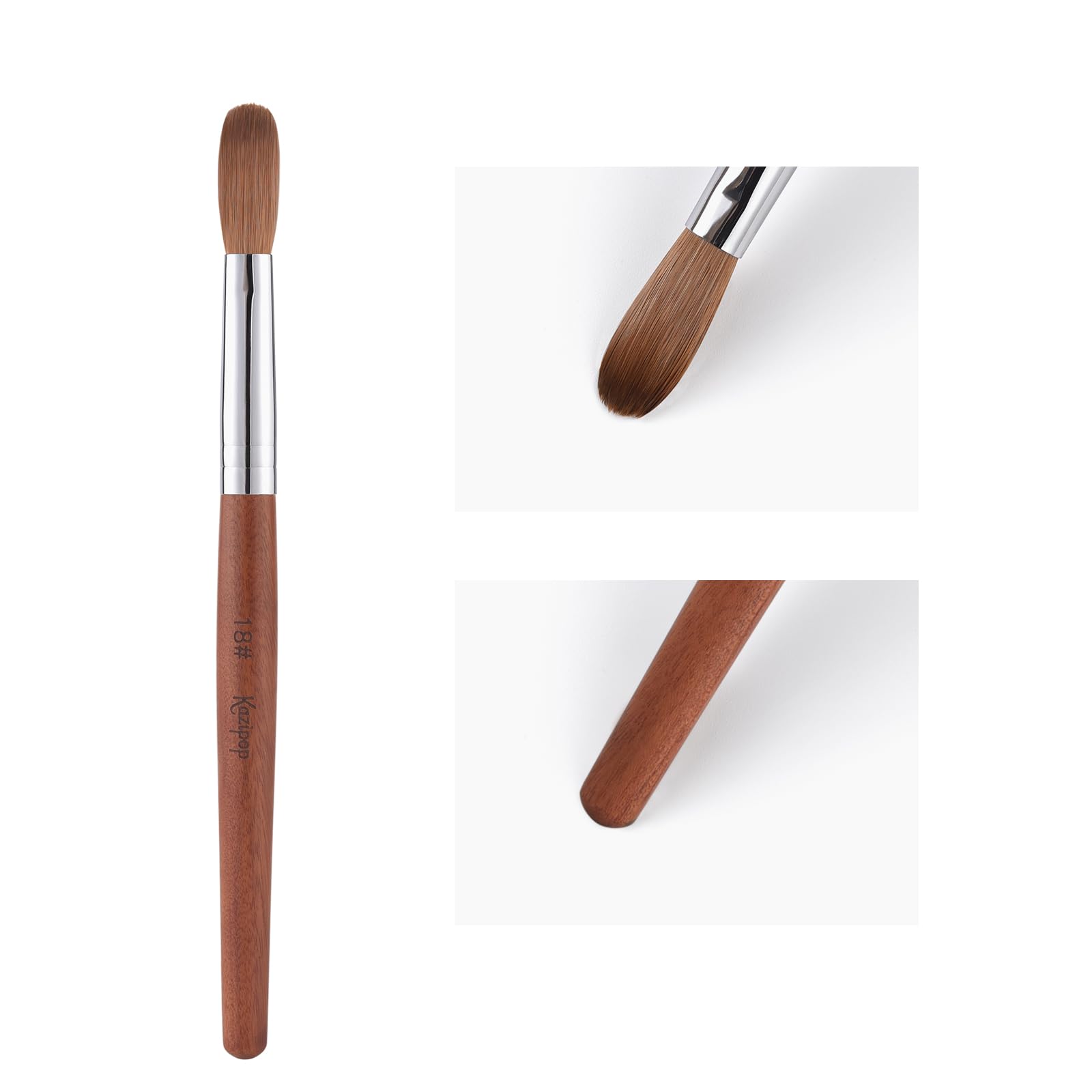 Kolinsky - Pennello per unghie in acrilico con manico in legno rosso, strumento professionale per nail art, strumento per unghie acriliche, ideale per precisione e durata e design dettagliato