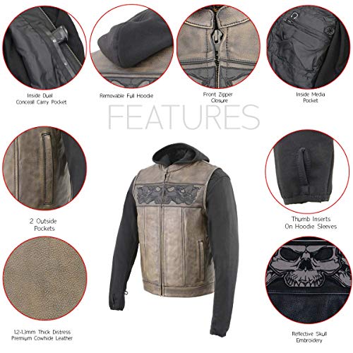 Image of Milwaukee Leather Men's Leather Motorcycle Vest w /Hoodie