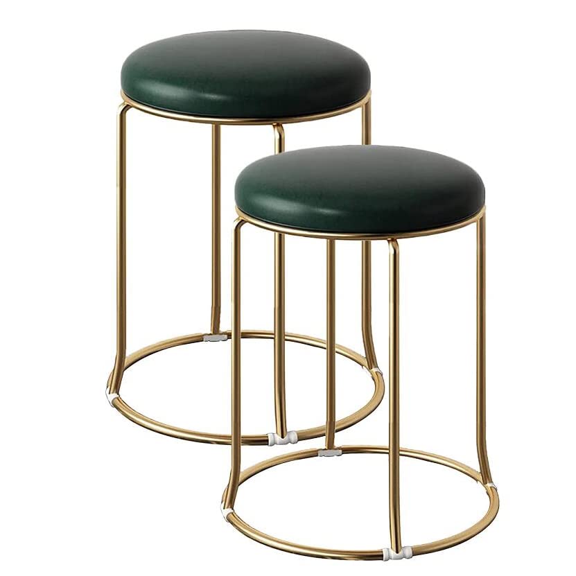 Tabouret à langer doré et vert en métal au design moderne et épuré