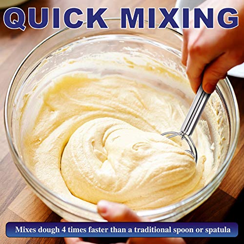 2PCS Premium Stainless Steel Danish Dough Whisk Bread Mixer, Dough Whisk for Cooking Baking, a Dough Scraper for Bread, Pastry or Pizza Dough