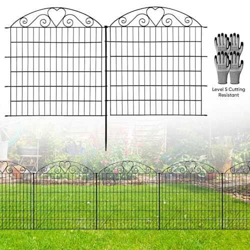 Garden Fences 10 Panels,Garden Fence Border, Fencing for Garden Beds，33in(H) x23.75ft(L)，No Dig Garden Fencing for Dogs,Garden Fence Animal Barrie