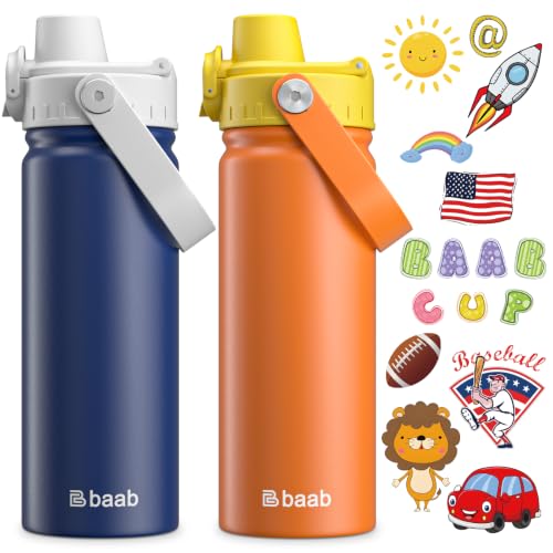 Image of baab 18oz Kids Insulated Water Bottle 18 /8 Stainless Steel Kids Cup 2 Pack