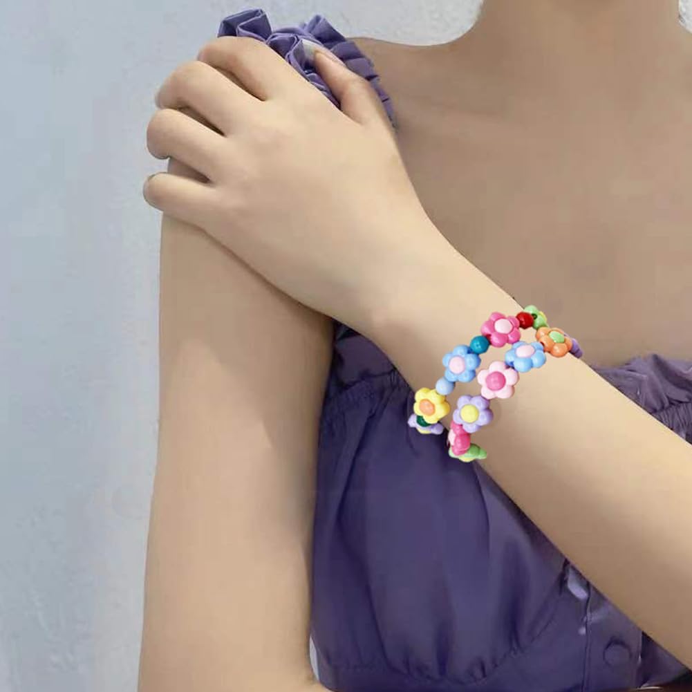 100pcs Acrylic Flower Beads, Mixed Color Clear Spacer Beads for Bracelet Necklace Earring Jewelry Making (Mixed Flower) - Image 3