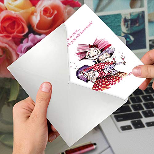 Nobleworks - 1 Happy Birthday Greeting Card Funny - Cartoon Comic Humor, Celebrate Birthdays Notecard - Life Is Short C6391Bdg #TOP4