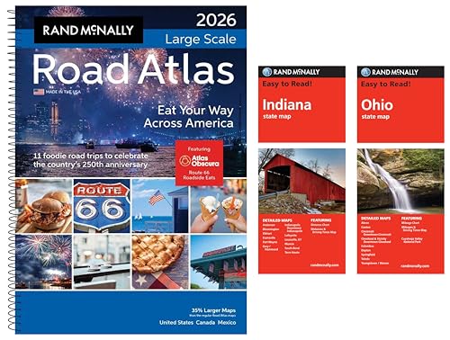 2026 Large Scale Road Atlas with Easy to Read Indiana & Ohio State Maps
