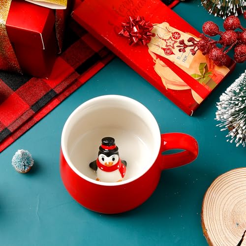 Taza Navideña 3D con Figurita Animal Interior 13.5 oz Cerámica miniatura 6