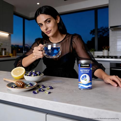Image of TE-A-ME Butterfly Pea Flower Tea | Blue Pea Tea | 100gm (100+ Cups) | SUPER ANTIOXIDANT | Caffeine Free | Aparajita - Shankhpushpi | Flower Based - Herbal | Helps Relieve Stress