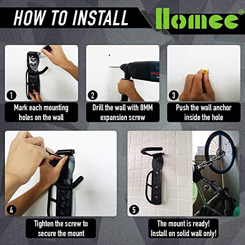 image for HOMEE Bike Rack Garage 1 Pack Bike Wall Mount Vertical Bike Hooks Stor