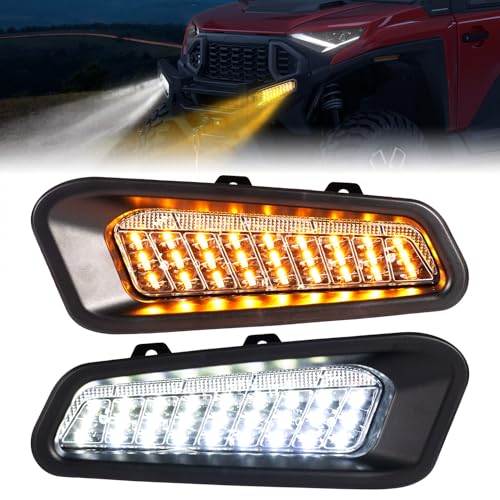 KEMIMOTO LED Turn Signal Headlight Compatible with Polaris Ranger 1500 XD/CREW 2024 2025, Front Bumper Lights UTV Brushguard Auxiliary Lights and Brush Guard Accent DRL Accessories, Replace2889767