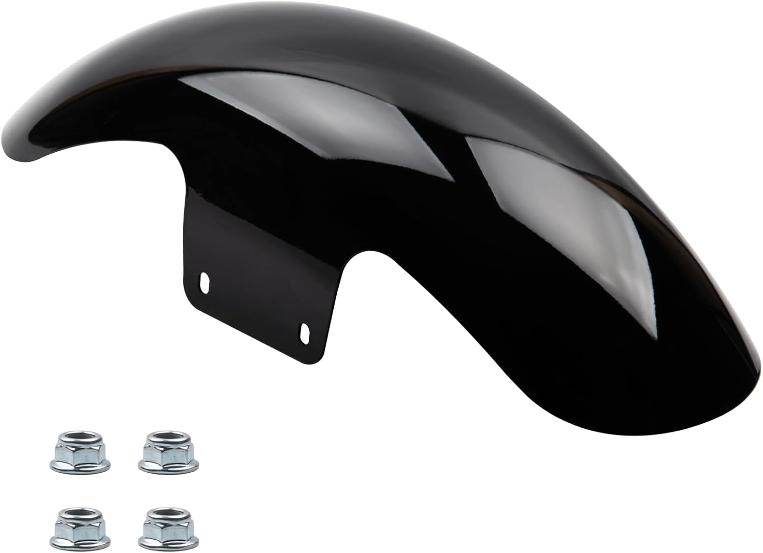 Fatboy Front Fender Compatible with '18-later Fatboy 18 inch Wheel Stock Size Replacement Middle Length Stainless Steel Front Fender (Gloss Black Finish) Black Middle