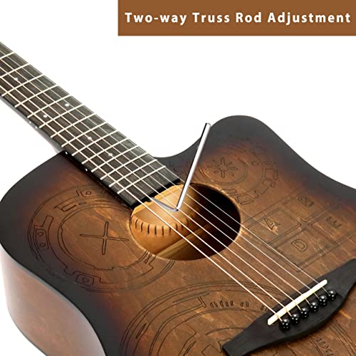 Winzz AF-H00LC Hand Rubbed Series - Full Size Cutaway Carved Acoustic Acustica Guitar Adult Beginner Starter Bundle thumb #5