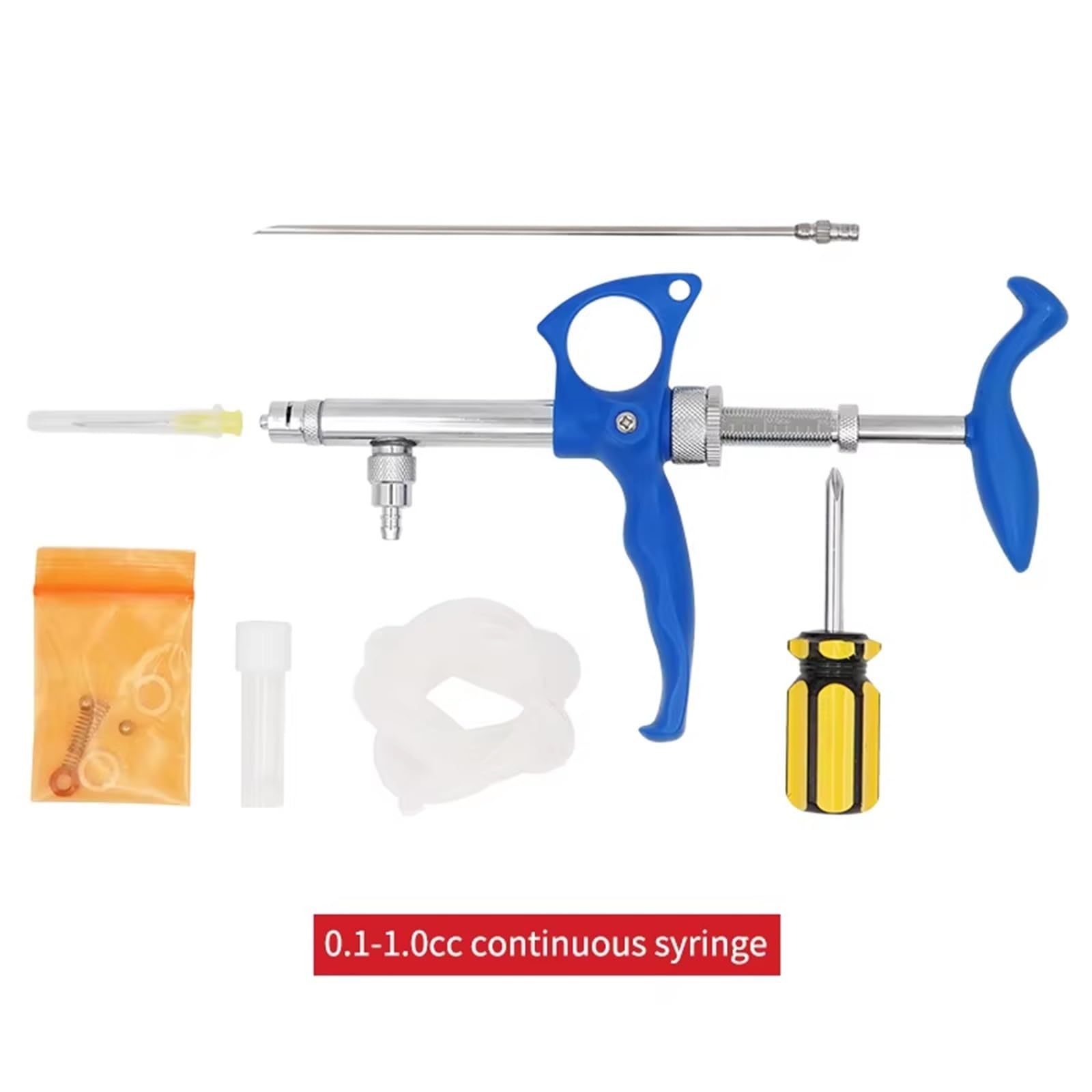 0.75ml/1ml/2ml Siringa per Vaccino Continuo Veterinario per Iniezione Quantitativa in Metallo Strumenti per Bestiame Dispositivo Veterinario per Somministrazione(2ml)