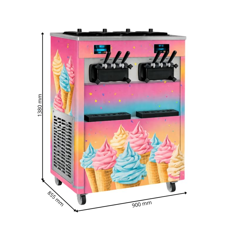 Machine à Glace Italienne Professionnelle 6 Manettes - 4 Parfums + 2 Mix
