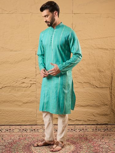 Image of Men's Embroidered Solid Calf Length Kurtas | Men | Kurtas for Mens | Straight Fit Kurta for Men's