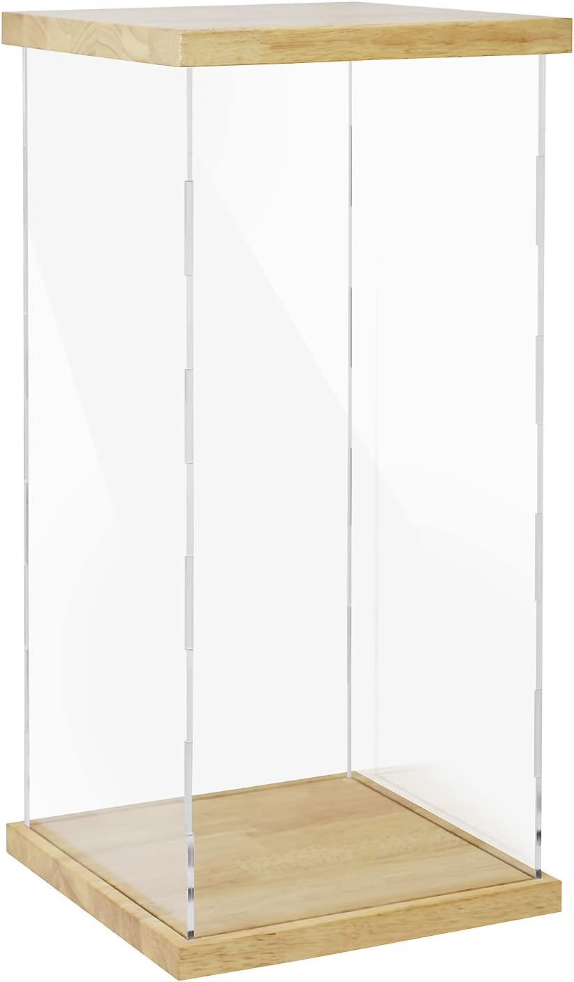 BenchPro Clear Acrylic Display Case for Trophy, Collectibles, Assemble Cube Display Box Stand Dust Proof Protection Showcase for Action Figures Toys. (1" Thick Wood, 27" H x 12" L x 12" D)