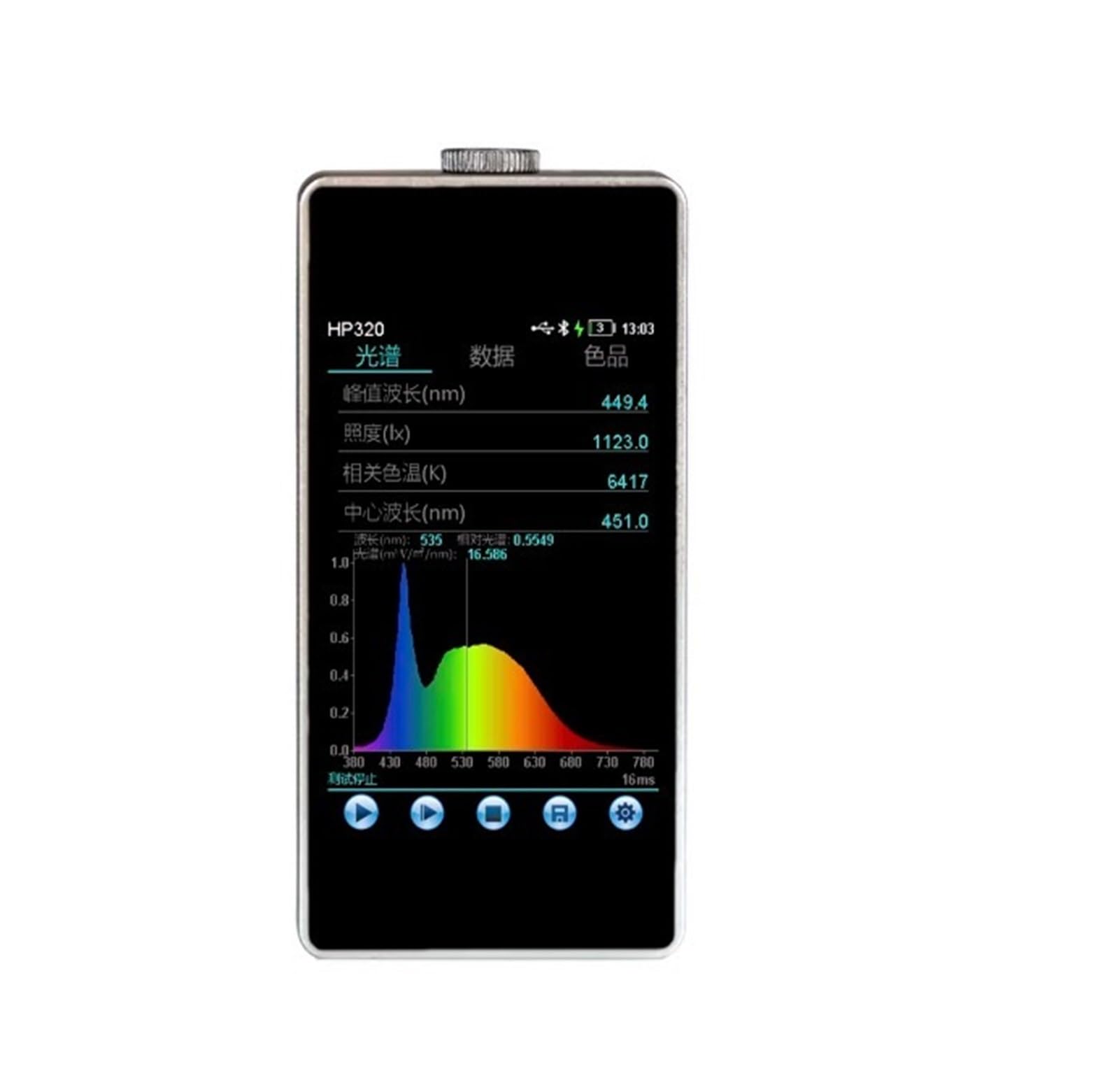 Spectrometer, 350-800nm Portable Spectroradiometer Optical Spectrometer Color Temperature Meter Illuminometer(HP320)