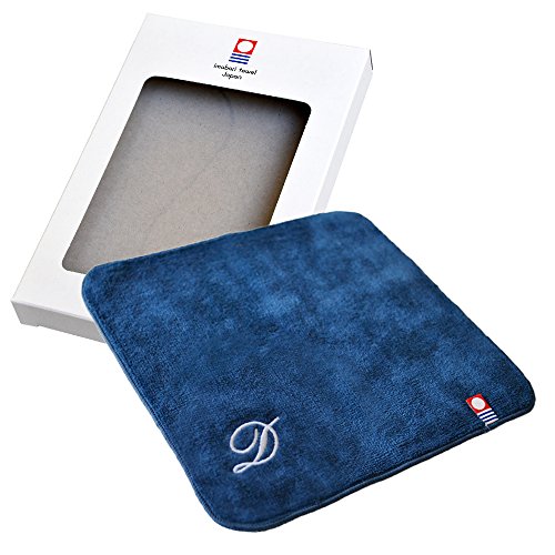 ブルーム (ギフト) 今治タオル 認定 イニシャルハンカチ 1枚 箱入り タオルギフト プチギフト かわいい イニシャル ハンドタオル 今治 タオルハンカチ (ネイビー, イニシャル D) (ポスト投函)