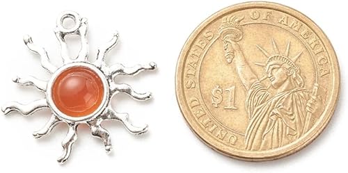 Miniatura 3 de LiQunSweet 50 dijes de piedra preciosa natural de cuarzo con dije de sol solar celestial para collares, fabricación de joyas