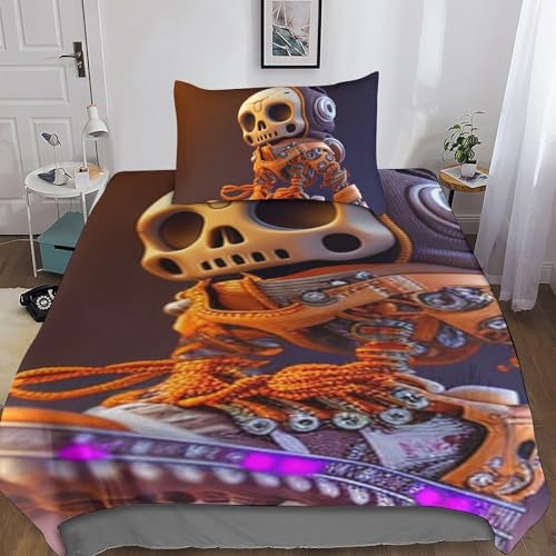 Housses de couettes cute skeleton impression 3D parure lit microfibre 3D - 5