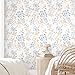 Heroad Boho Floral Wallpaper Blue/Beige Peel and Stick Wallpaper Neutral Leaf Contact Paper Removable Self Adhesive Wall Paper for Cabinet Bedroom Bathroom Waterproof Decor Vinyl Roll 17.3''x78.7''