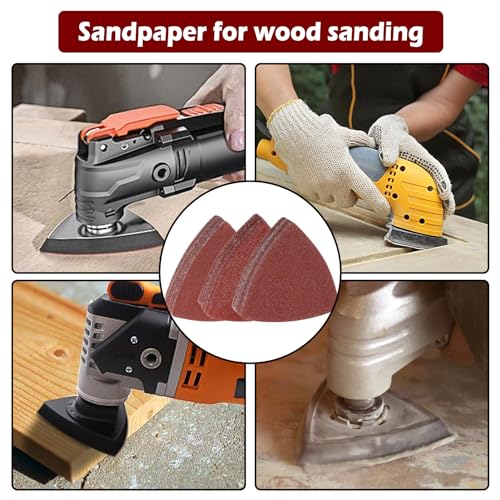 Image of 204PCS towbluii Oscillating Multitool Sandpaper, 3-1 /8 Inch Triangle Sandpaper for Triangle Sanding Pads, Assorted 40 /60 /80 /120 /180 /240 Grit 30pcs Each