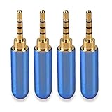 HTTX 2.5mm Stereo TRRS 4 Pole Male Conductor Connector Replacement for Headphone Jack Solder Type Audio Cable Connection (4 Pack)