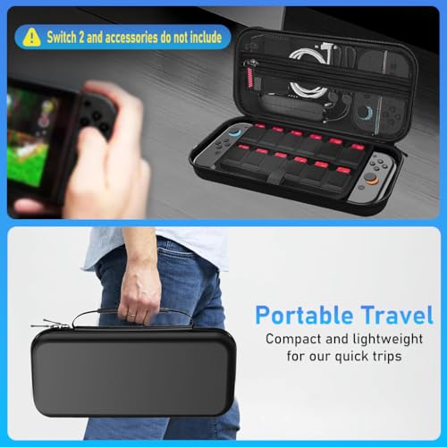 Image of ZORBES Compatible with Switch 2,Travel Bag Carry Bag for Switch Gamepad,with 12 Games Cartridges Slot & Mesh Pouch Anti-Scratch EVA Protective Hard Shell Carry Accessories