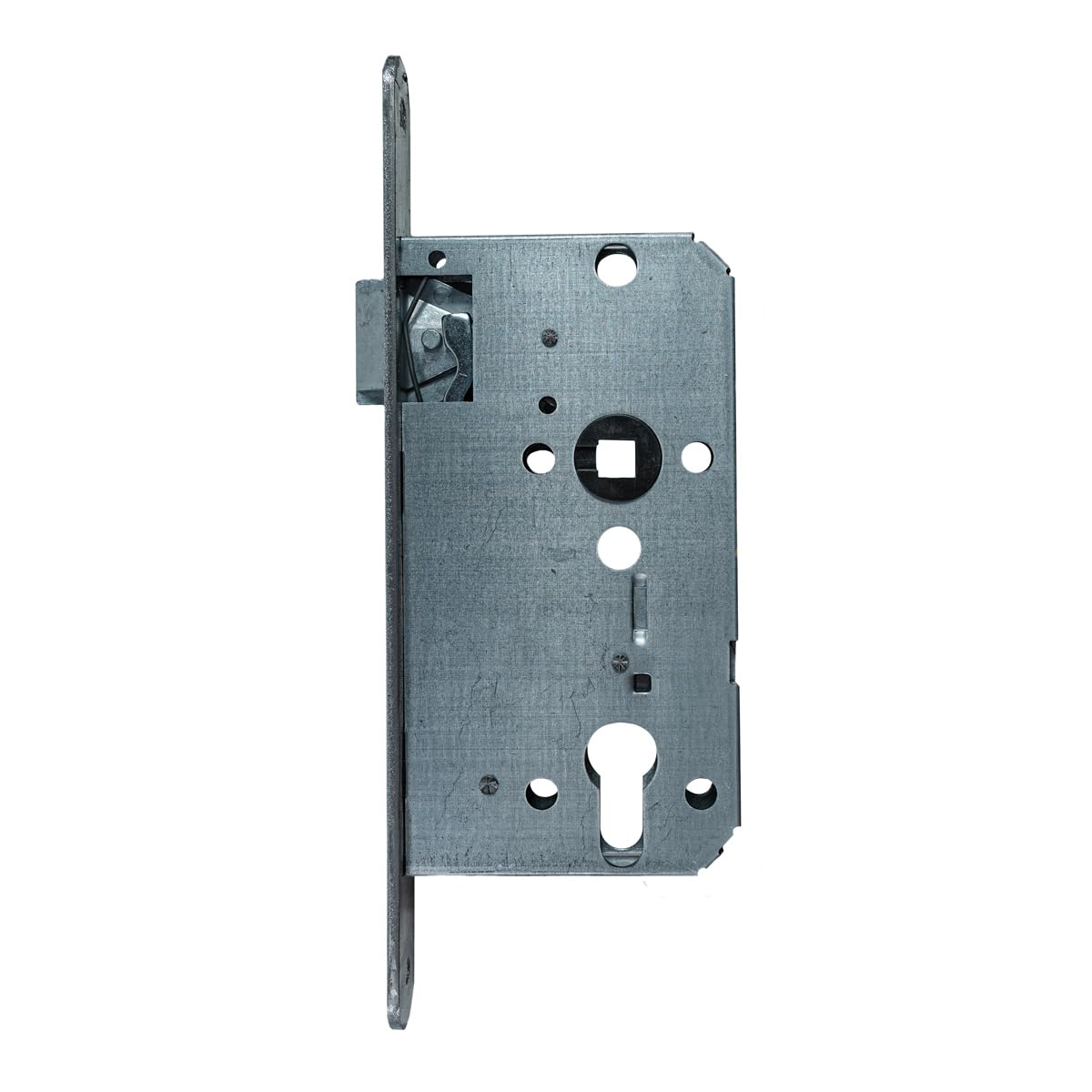 FELGNER serrure à encastrer pour cylindre profilé | serrure de haute qualité à cylindre à pêne | 2 tours | coffre de 55 mm | DIN gauche | platine arrondie - largeur 20 mm
