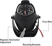 Vista 2 de Brújula marina navegación ligera LED compás automotriz electrónica pivotante para barco coche camión