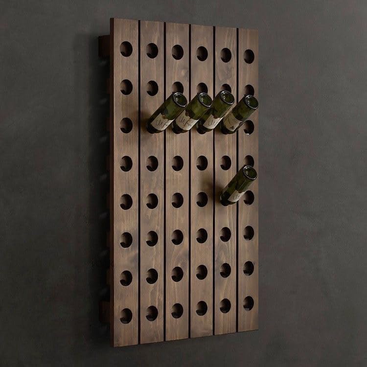 Wine Rack Wall Mounted Riddling Rack for 48 Bottles, Wall Mounted Wine Racks, 50.7x30.3inch Imported Pine Wood Wine Rack, Wine Glass Bottle Rack, for Living Room, Kitchen, Dining Room